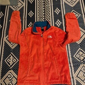 The North Face Bright Orange Full-Zip Fleece Jacket. Size L.